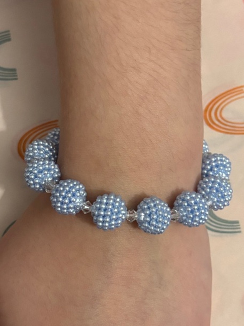 Pastel Blue Pearl Beaded Stretch Bracelet - Women's Jewelry